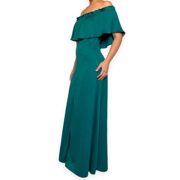 Vintage Off-Shoulder Accordion Pleat Maxi Gown - Picture 5 of 6